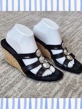 Brighton women's Elena wedge shoes black size 9.5